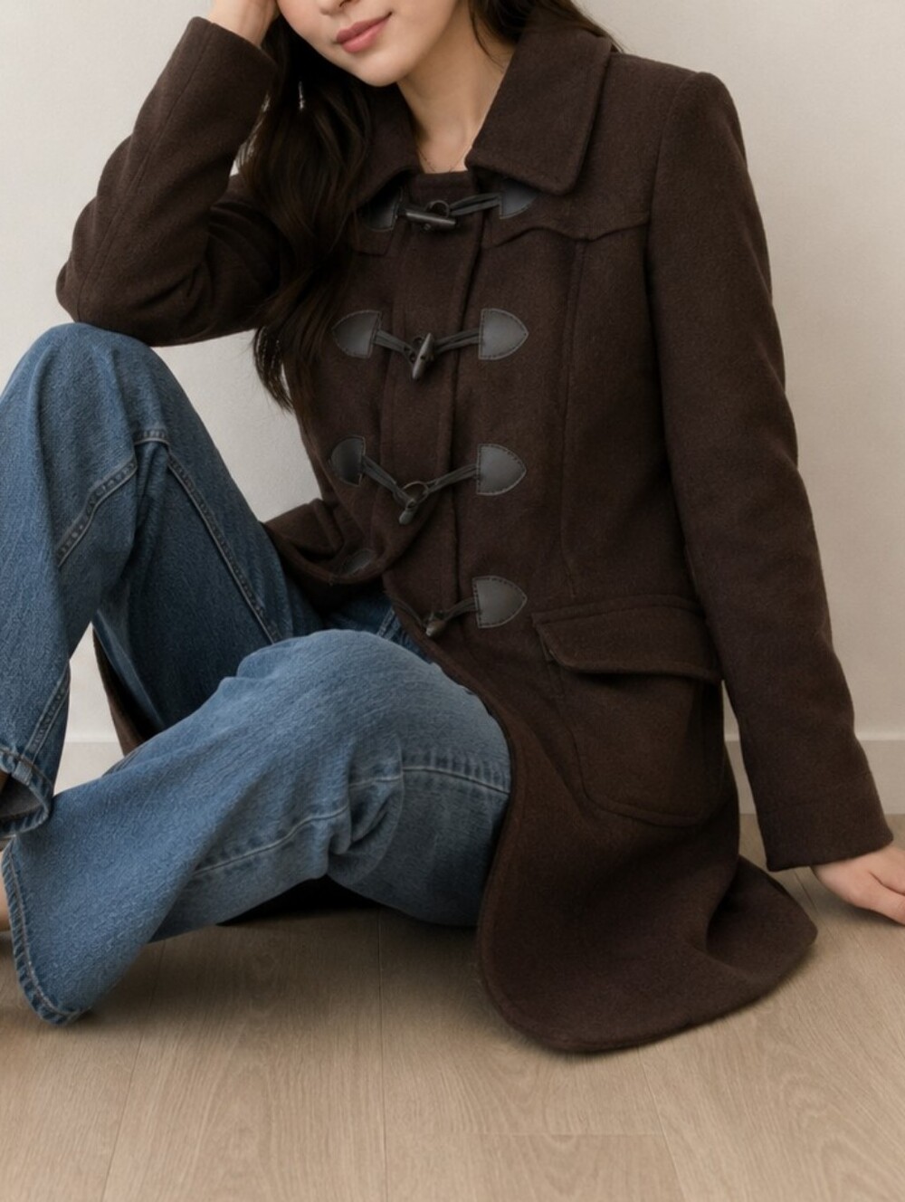 Talbots Petites Dark Brown Ribbed Wool Blend Coat. Size 10 Petite.